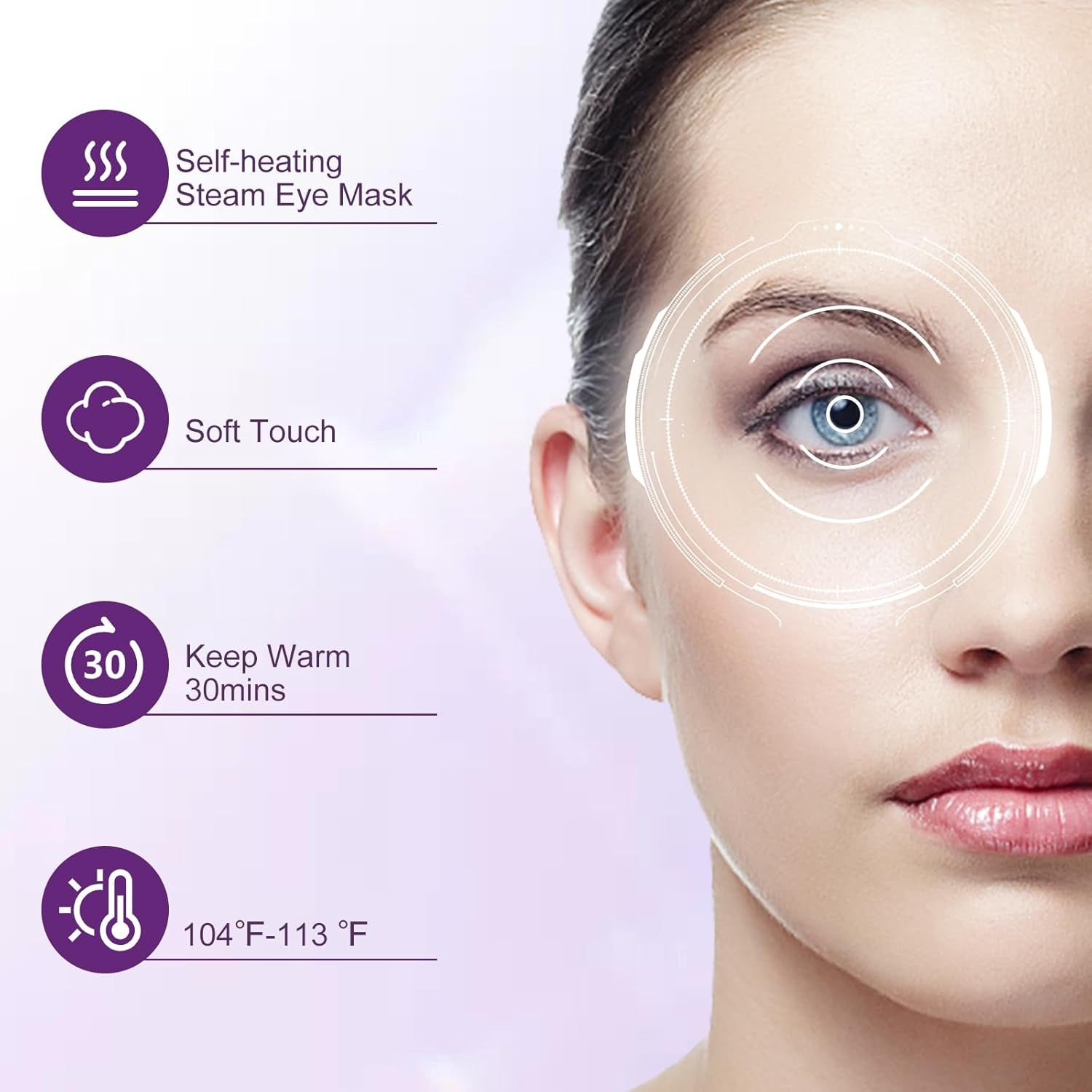 32 Pack Steam Eye Masks for Dry Eyes, SPA Warm Sleep Eye Mask, Disposable Heated Eye Mask for Dark Circles, Puffy Eyes, Relief Stress Eye Fatigue(Lavender)