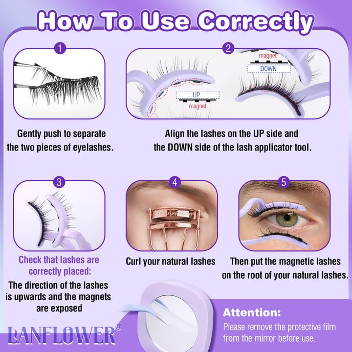 Magnetic Eyelashes Kit with Applicator – Reusable, No Glue Needed, Cat Eye Natural Look, Easy to Wear and Remove