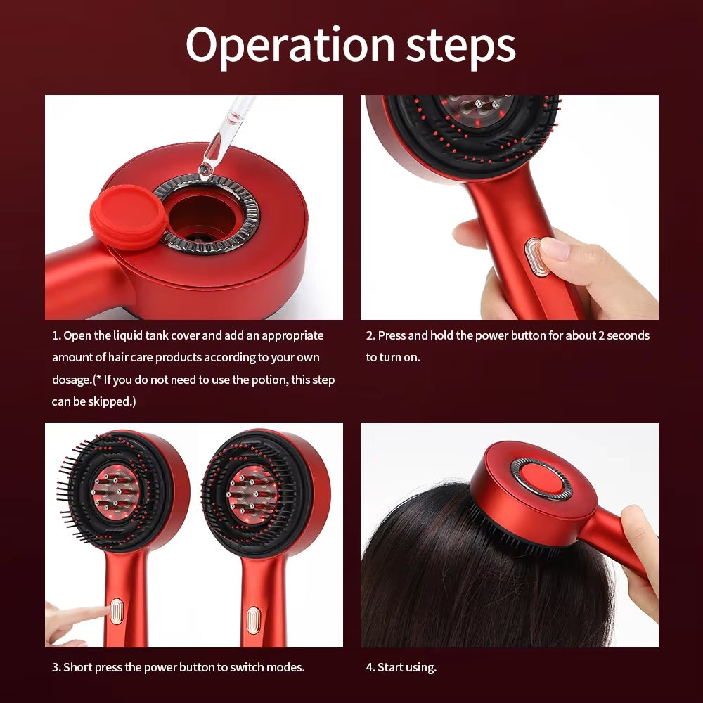 Electric Vibration Massage Comb Portable Hair Follicle Comb Scalp Oil Liquid Applicator Head Massager Hair Growth anti Loss Care