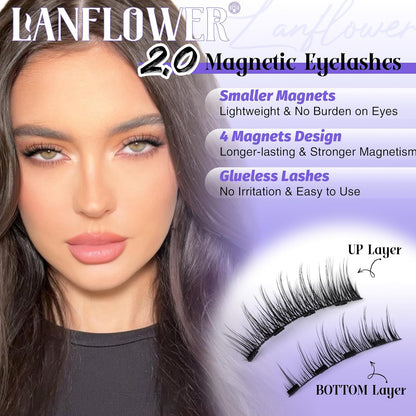 Magnetic Eyelashes Kit with Applicator – Reusable, No Glue Needed, Cat Eye Natural Look, Easy to Wear and Remove